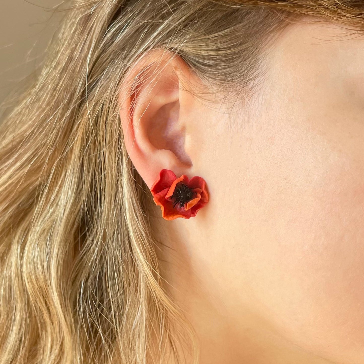 Orecchini PETIT POPPY. | Rosso Arancione