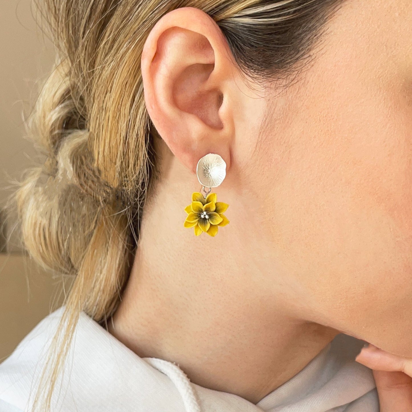 Orecchini MINI Sunflower. | Yellow FOGLIA