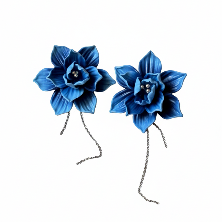 Orecchini FIORE DI LOTO - Anna | le GRAND. | Degradè Blu