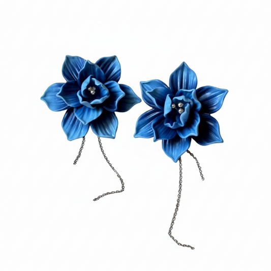 Orecchini FIORE DI LOTO - Anna | le GRAND. | Degradè Blu