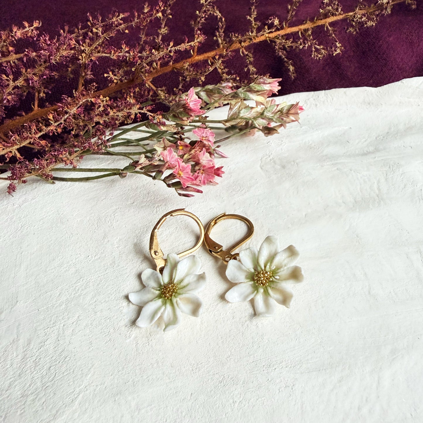 Orecchini MARGHERITA. | le MINI - HOOP | Bianco