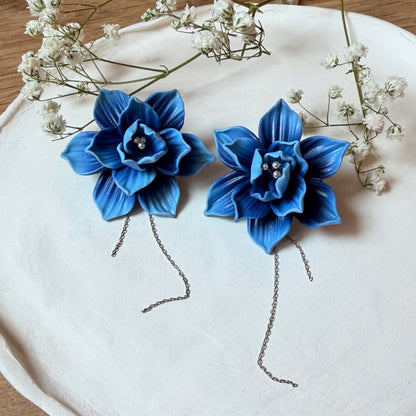 Orecchini FIORE DI LOTO - Anna | le GRAND. | Degradè Blu