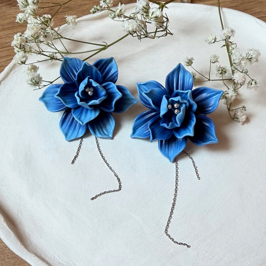 Orecchini FIORE DI LOTO - Anna | le GRAND. | Degradè Blu