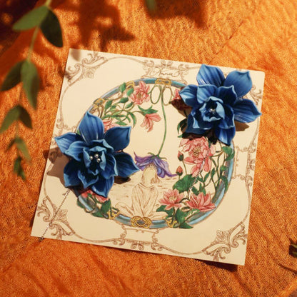 Orecchini FIORE DI LOTO - Anna | le GRAND. | Degradè Blu