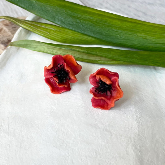 Orecchini PETIT POPPY. | Rosso Arancione